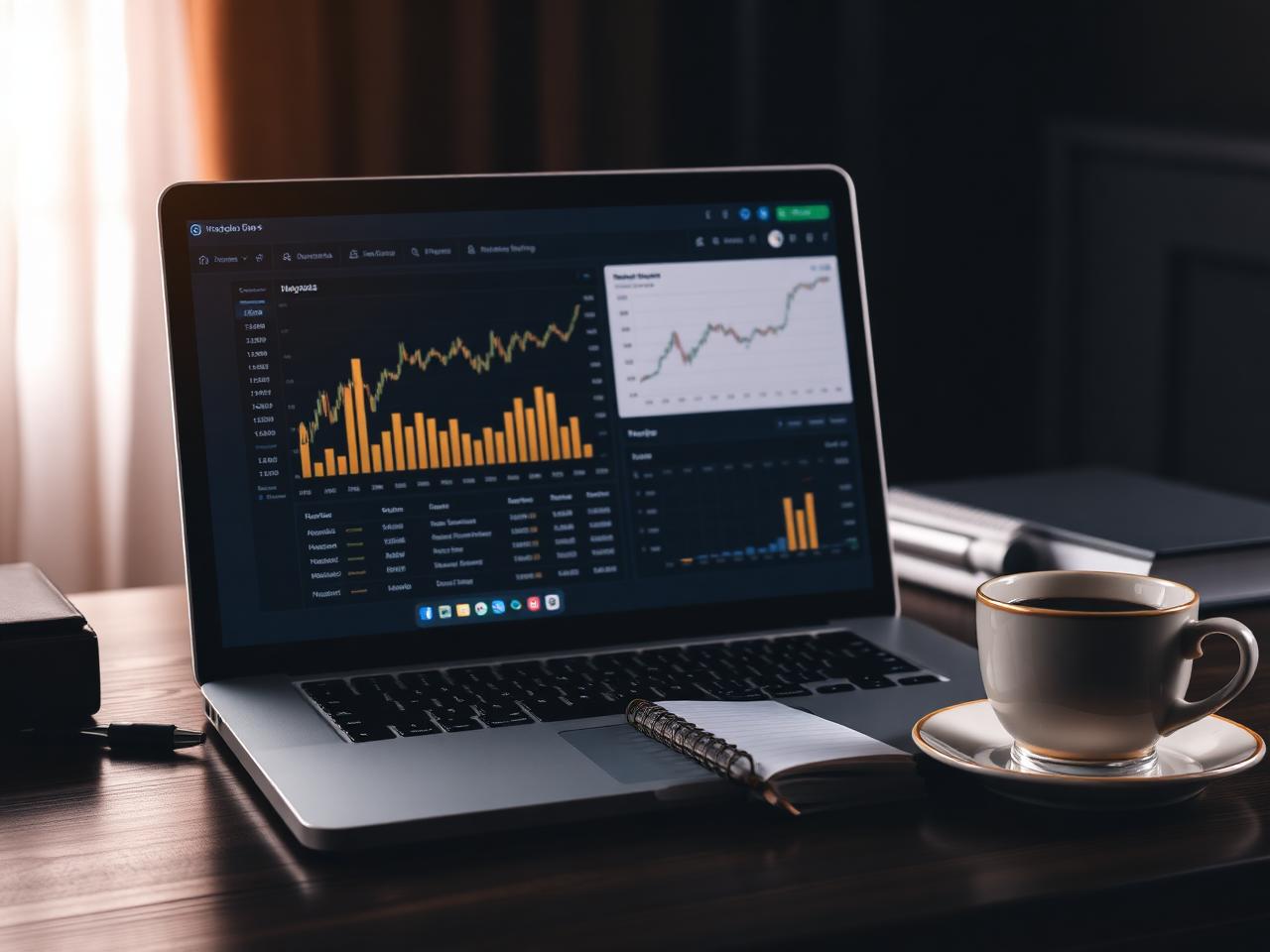 Painel financeiro com indicadores e gráficos de fluxo de caixa